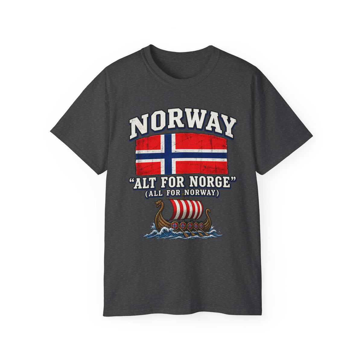 Norway Flag Viking Ship T‑Shirt — "Alt For Norge" Patriotic Tee