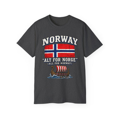 Norway Flag Viking Ship T‑Shirt — "Alt For Norge" Patriotic Tee