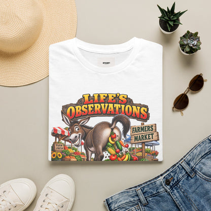 Life's Observations Farmers Market T-Shirt — Funny Donkey Produce Graphic Tee