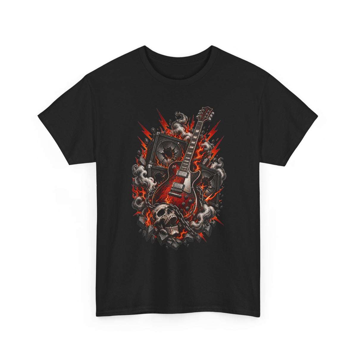 Electric Skull Guitar T‑Shirt — Rock & Metal Graphic Tee for Musicians and Fans