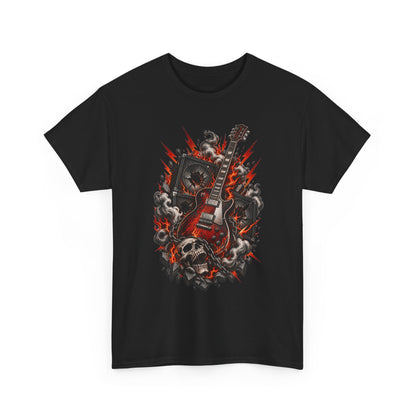Electric Skull Guitar T‑Shirt — Rock & Metal Graphic Tee for Musicians and Fans