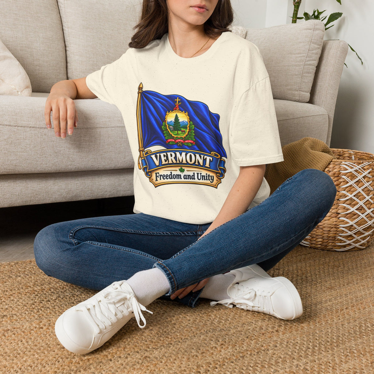 Vermont State Flag T‑Shirt — 'Freedom and Unity' Emblem Tee