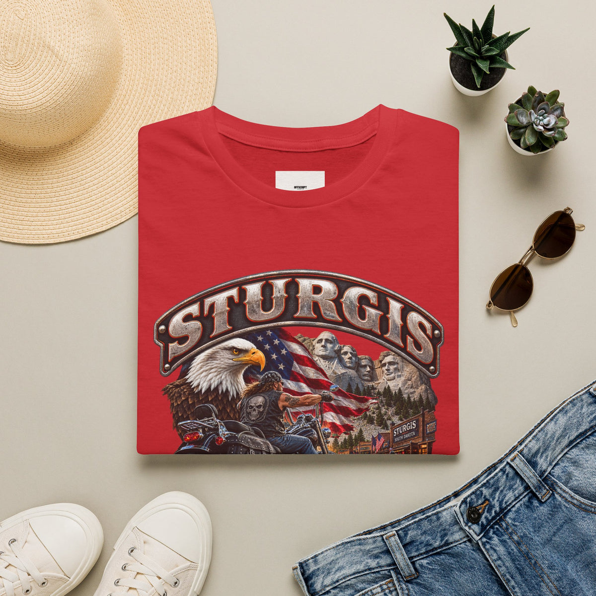 Sturgis Bike Week T-Shirt — American Eagle & Mount Rushmore Motorcycle Tee