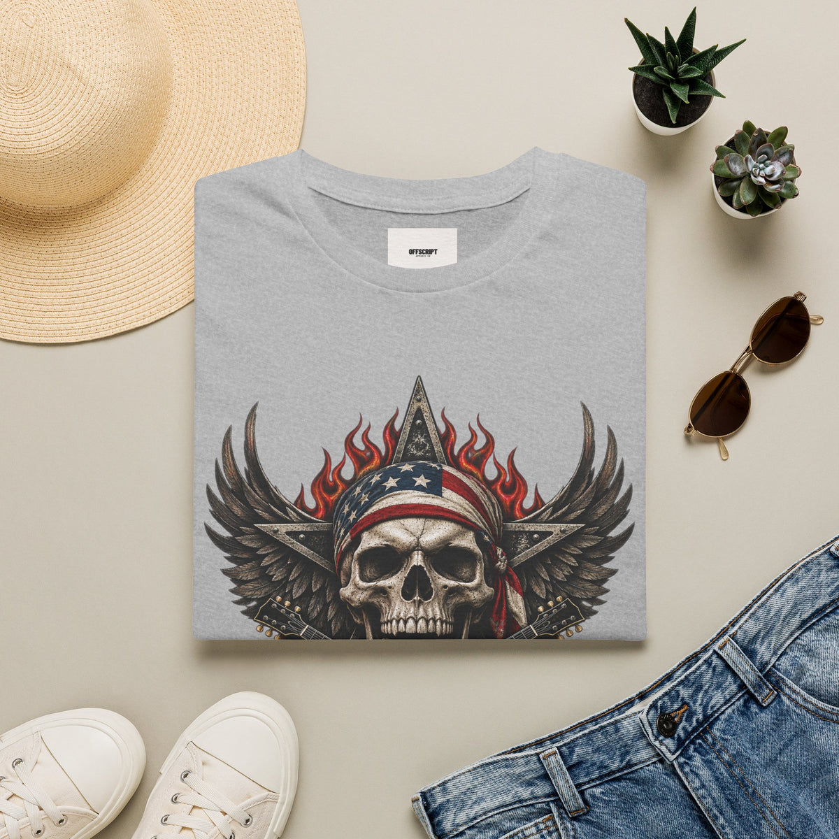 Skull & Wings T‑Shirt — American Rebel Rocker Graphic Tee