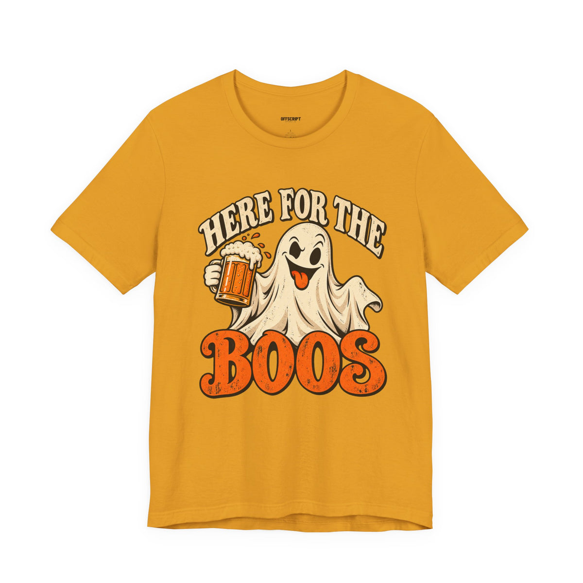Here for the Boos Halloween T-Shirt — Ghost Drinking Beer Graphic Tee