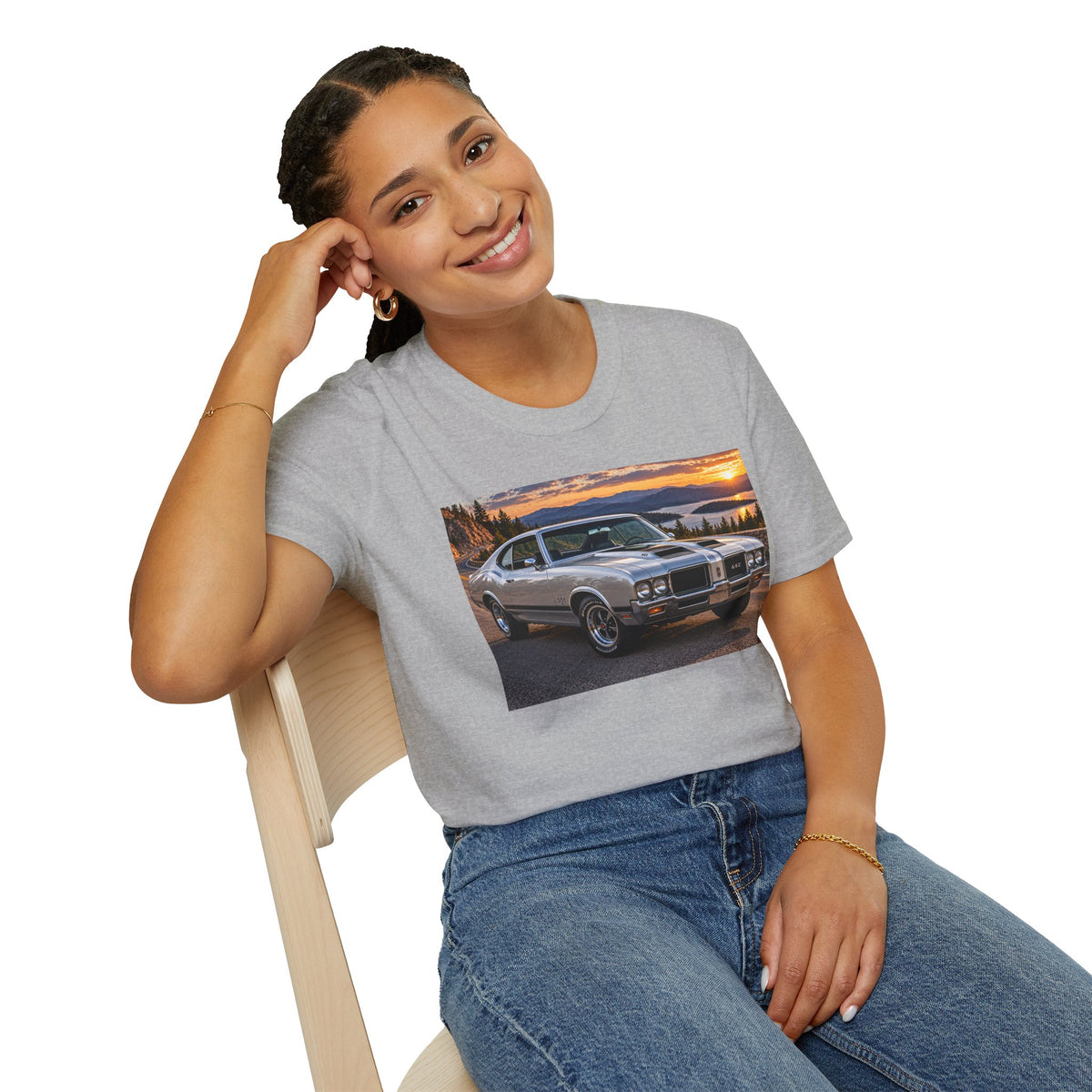 Classic Muscle Car T-Shirt – Vintage Oldsmobile Sunset Graphic Tee