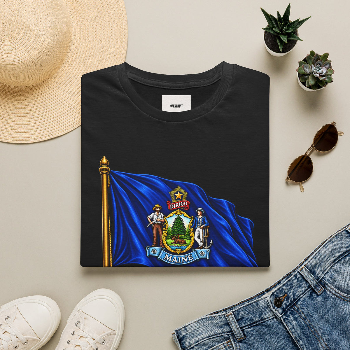 Maine State Flag T-Shirt — 'Dirigo (I Lead)' Vintage Flag Tee