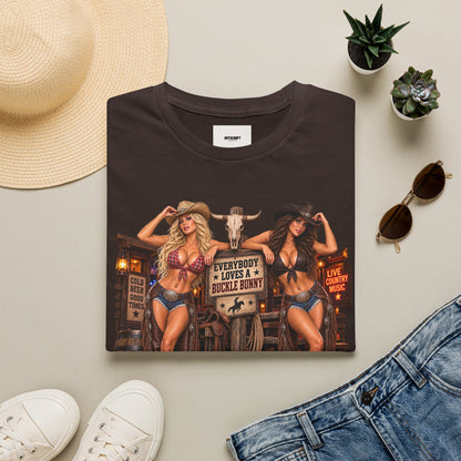 Cowgirl Pinup T-Shirt — "Bunny Tonk Women" Western Graphic Tee
