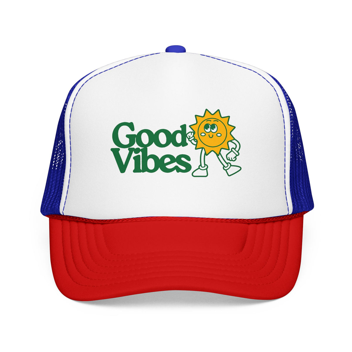 Good Vibes Sun Trucker Hat — Retro Sunny Graphic Foam Cap