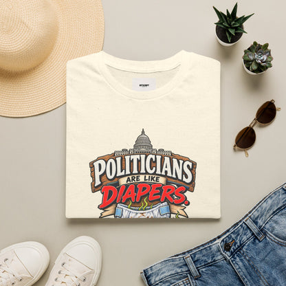 T-Shirt — 'Politicians Are Like Diapers' Funny Political Graphic Tee