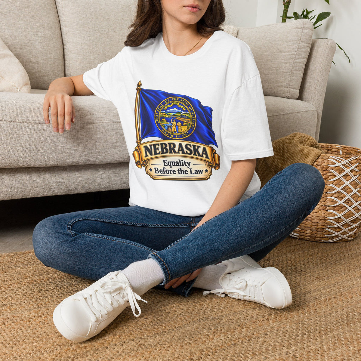 Nebraska State Flag T-Shirt — 'Equality Before the Law' Vintage Seal Tee