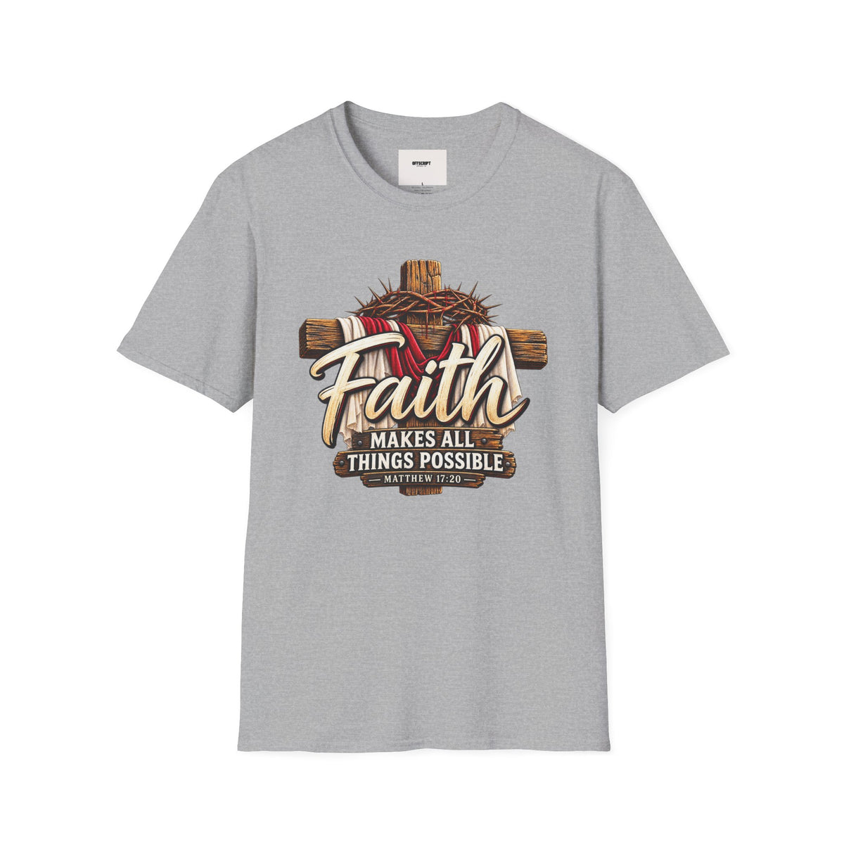 Faith Cross T‑Shirt — "Faith Makes All Things Possible" Christian Tee
