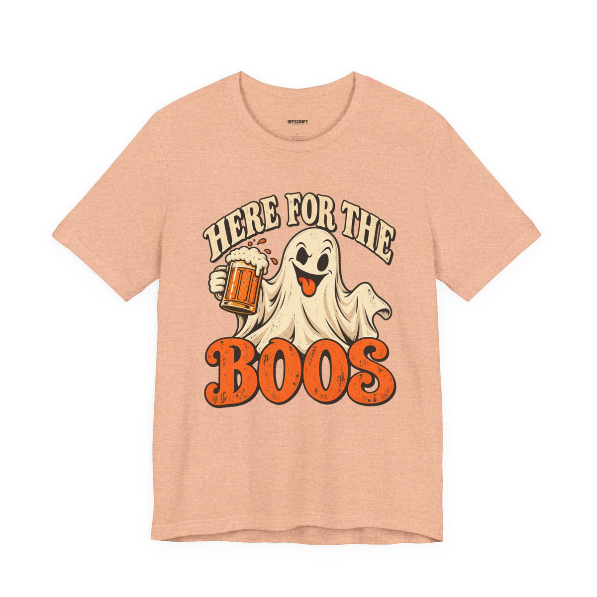Here for the Boos Halloween T-Shirt — Ghost Drinking Beer Graphic Tee