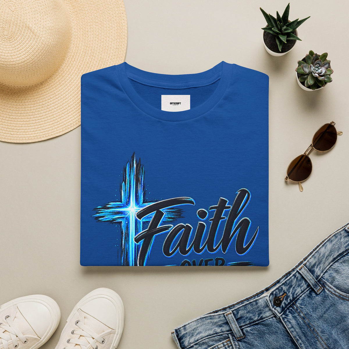 Faith Over Fear T‑Shirt — Christian Cross Inspirational Graphic Tee