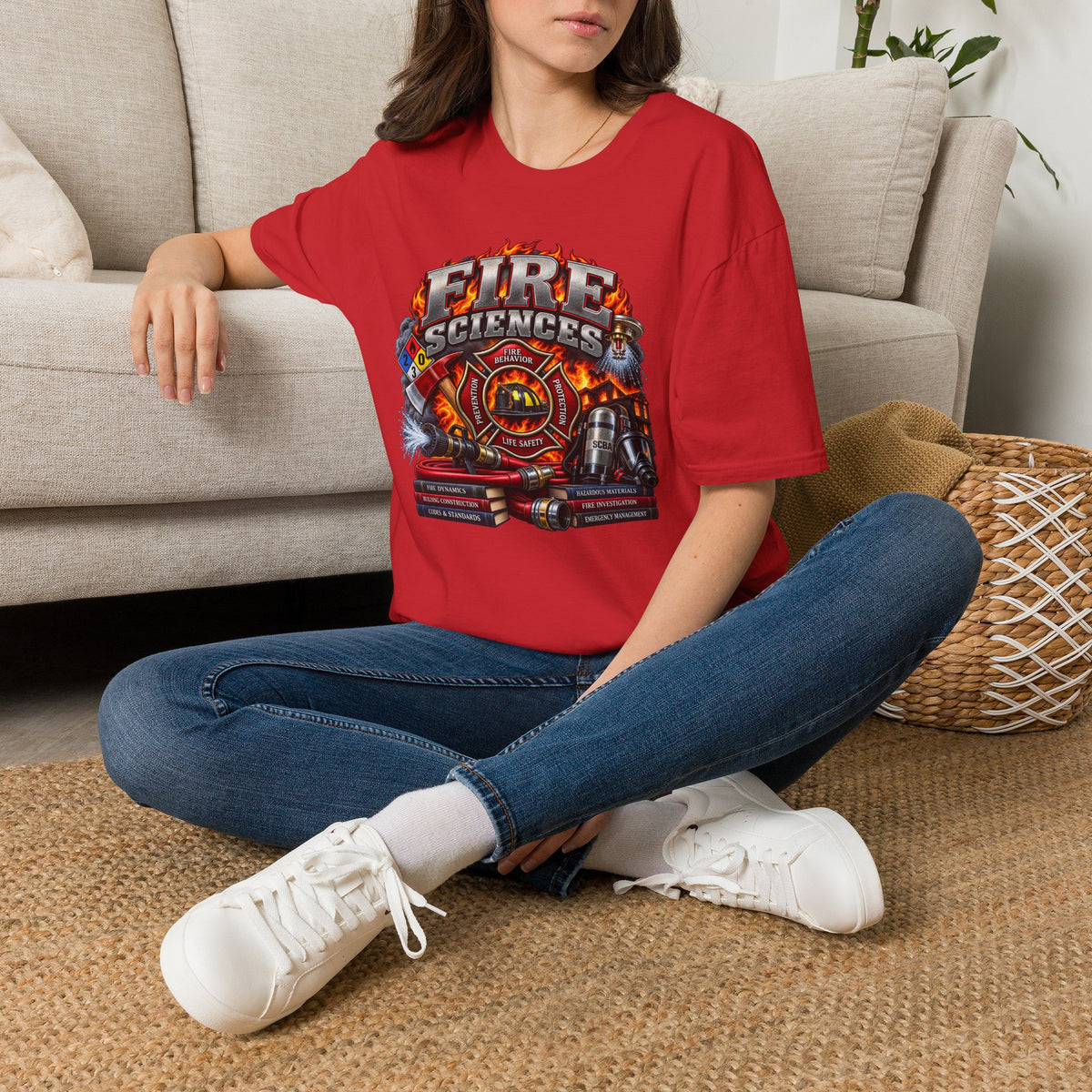 Fire Sciences T-Shirt — Firefighter Department Badge Graphic Tee