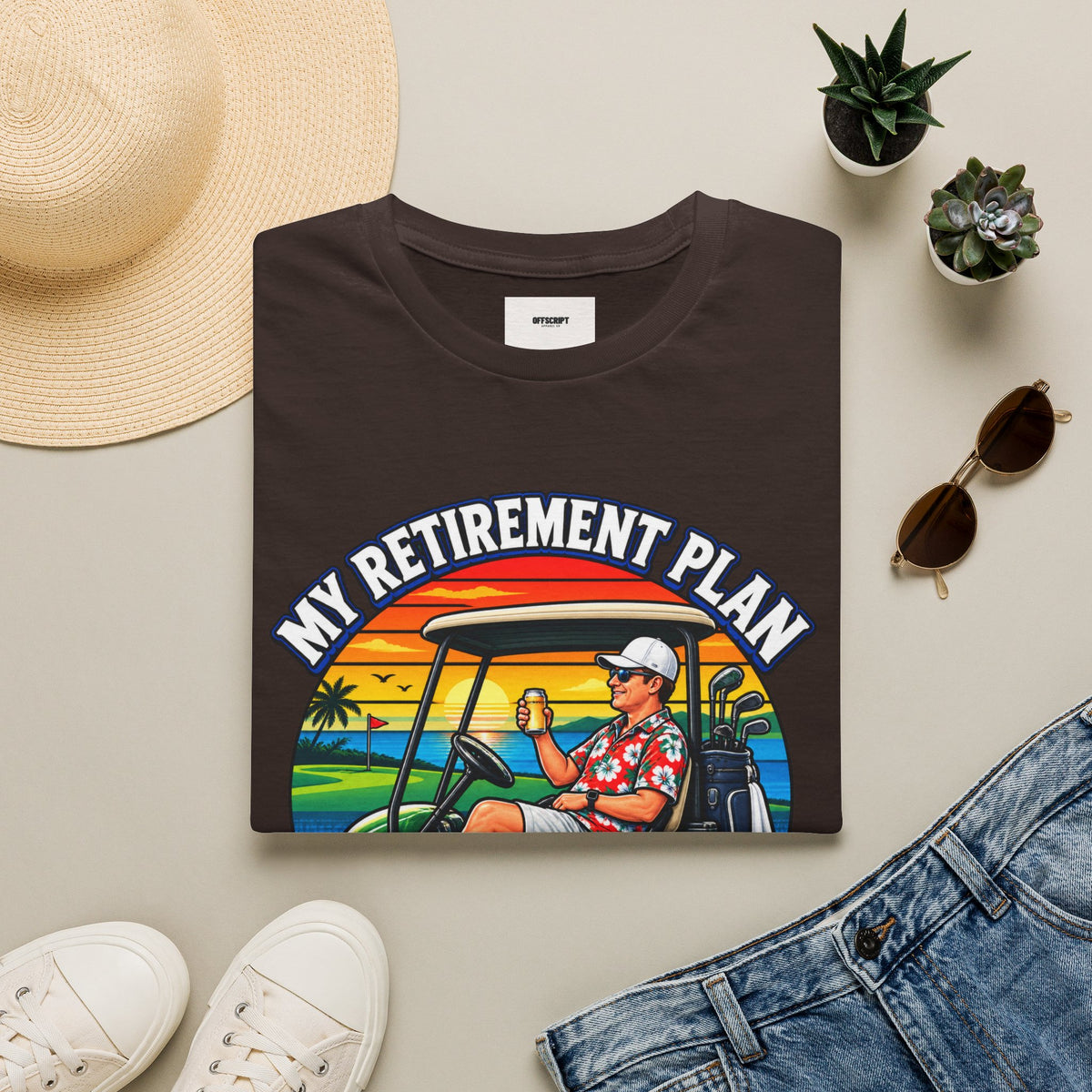 Retirement Golf T-Shirt — “My Retirement Plan Is On Par” Vintage Golf Cart Design