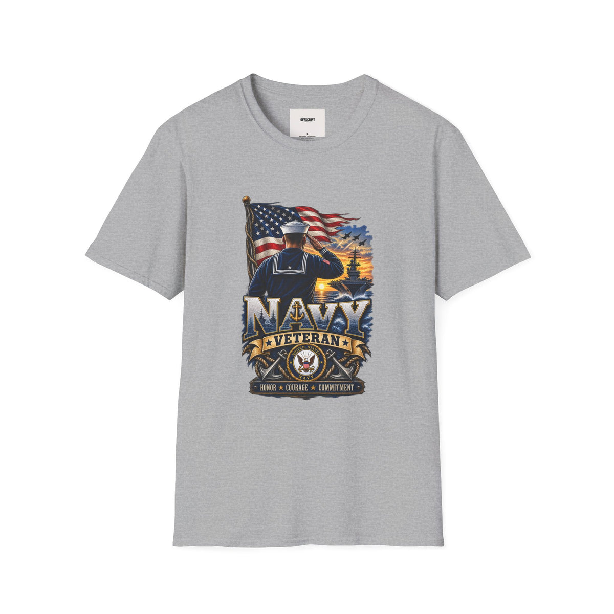 Navy Veteran Salute T‑Shirt – American Flag Military Tribute