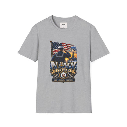 Navy Veteran Salute T‑Shirt – American Flag Military Tribute