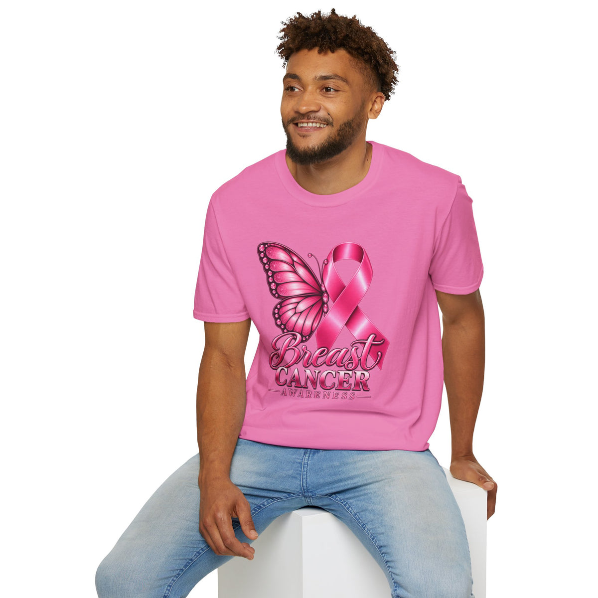 Pink Ribbon Butterfly Breast Cancer Awareness T-Shirt | Support Ribbon Tee