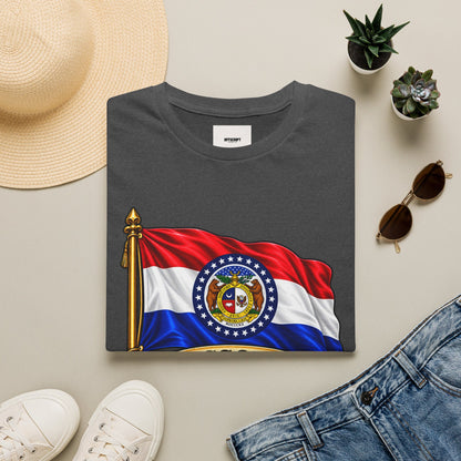 Missouri Flag T‑Shirt — State Seal & Motto Folded Flag Tee