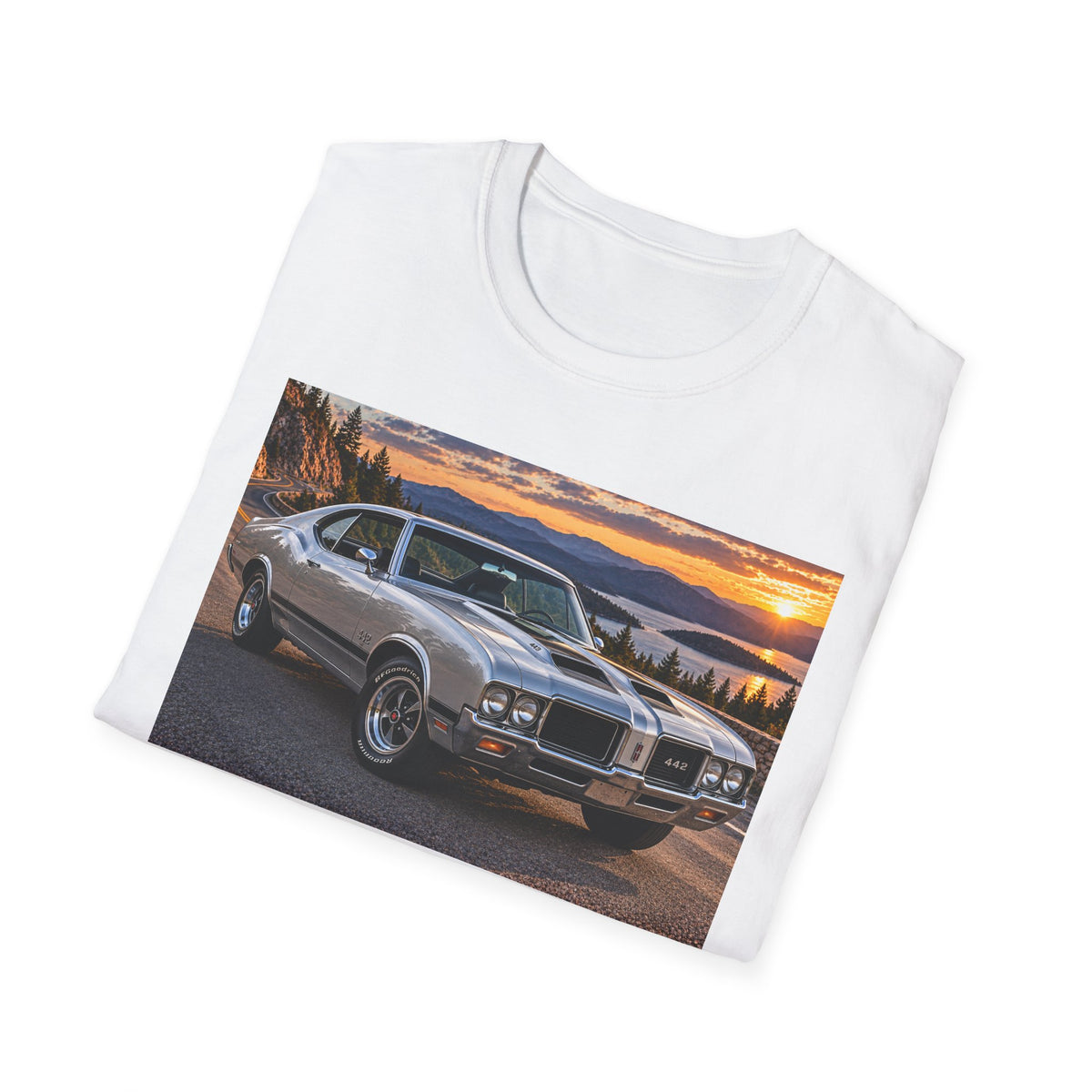 Classic Muscle Car T-Shirt – Vintage Oldsmobile Sunset Graphic Tee