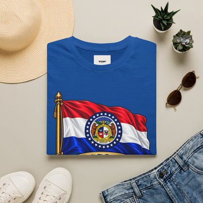 Missouri Flag T‑Shirt — State Seal & Motto Folded Flag Tee