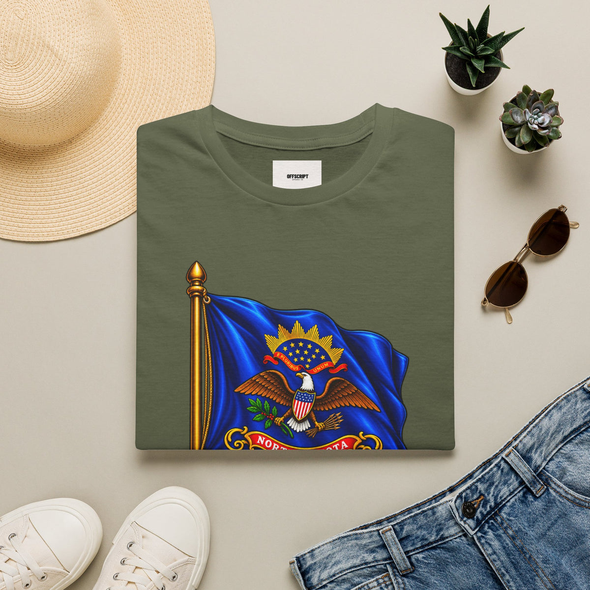 North Dakota State Flag T-Shirt — Liberty and Union Quote