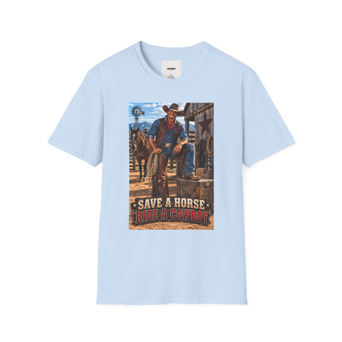 Cowboy Graphic T-Shirt — “Save a Horse, Ride a Cowboy” Western Tee