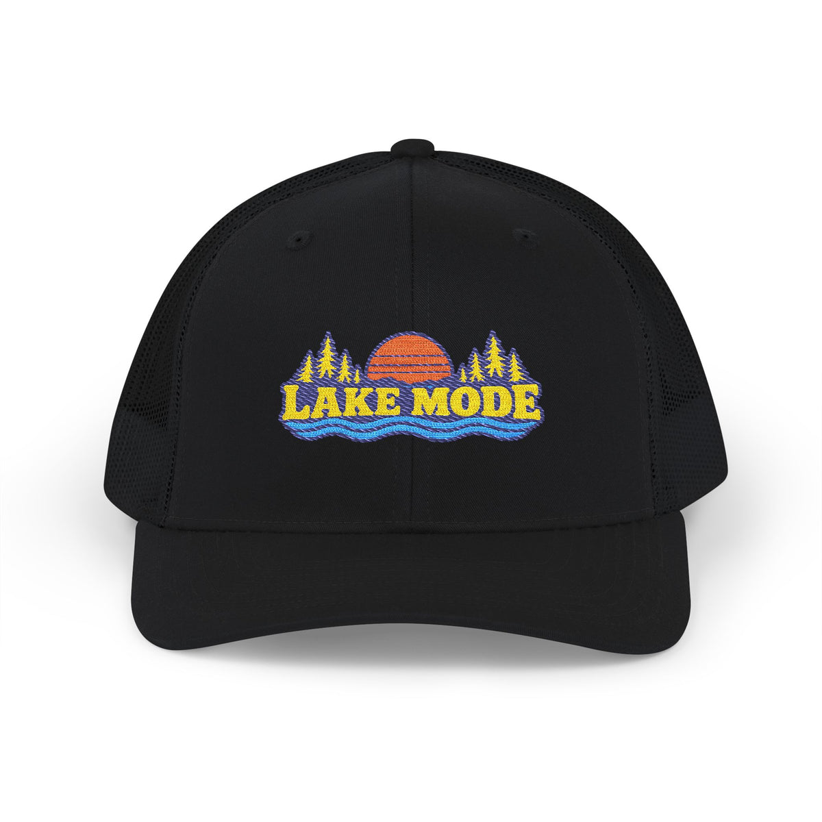 Lake Mode Trucker Hat — Embroidered Sunset Snapback Cap