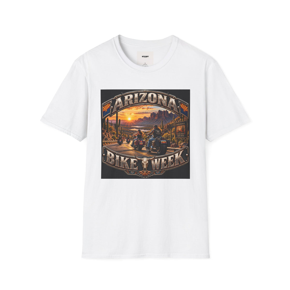Arizona Bike Week Sunset T-Shirt — Vintage Motorcycle Desert Road Tee