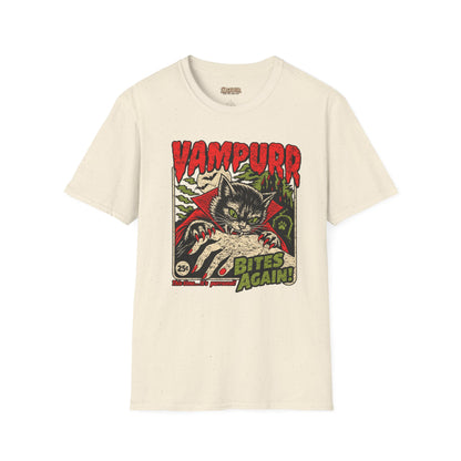 Vampurr Bites Again Cat Horror Graphic T-Shirt