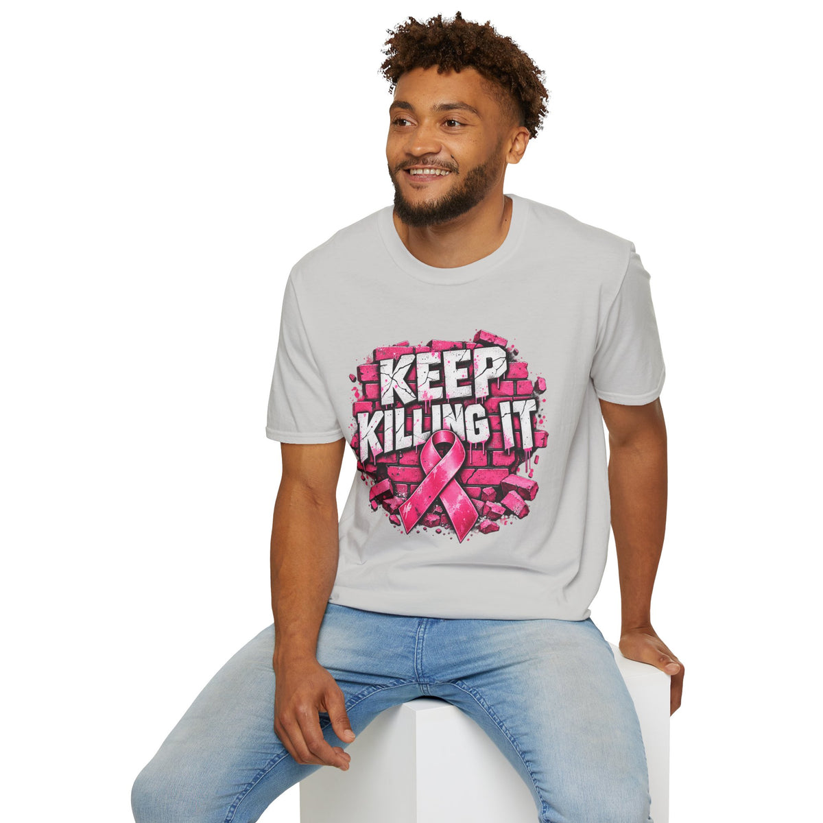 Keep Killing It pink ribbon T-Shirt | Breast Cancer Awareness, Motivational Graphic