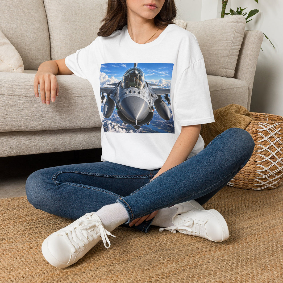 Fighter Jet Front View Tee — Military Aviation Pilot T-Shirt