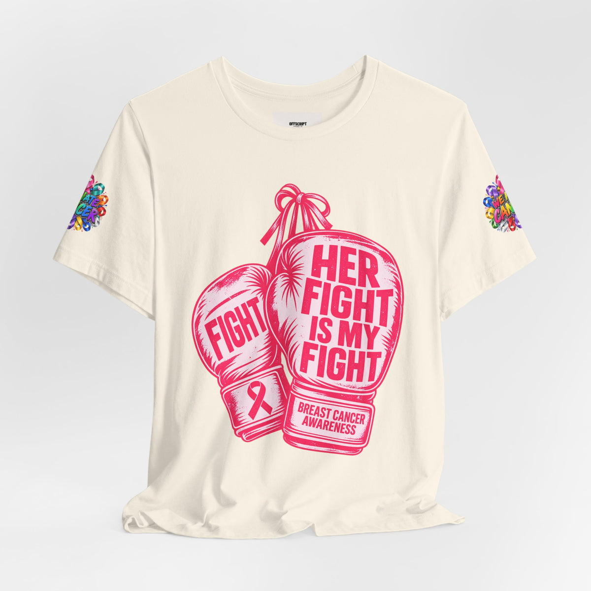 Breast Cancer Awareness Tee – “Her Fight Is My Fight” Boxing Gloves T-Shirt