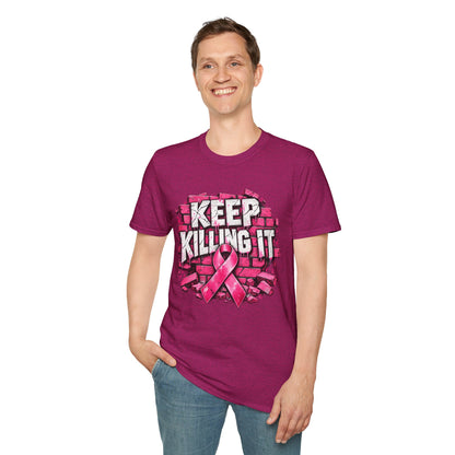 Keep Killing It pink ribbon T-Shirt | Breast Cancer Awareness, Motivational Graphic