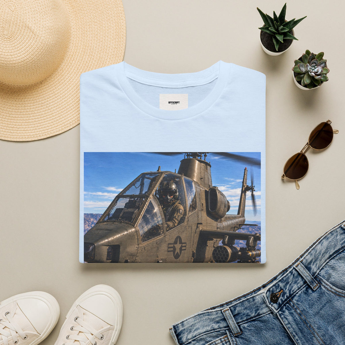 Attack Helicopter Graphic T‑Shirt – Military Aviation Photo Tee