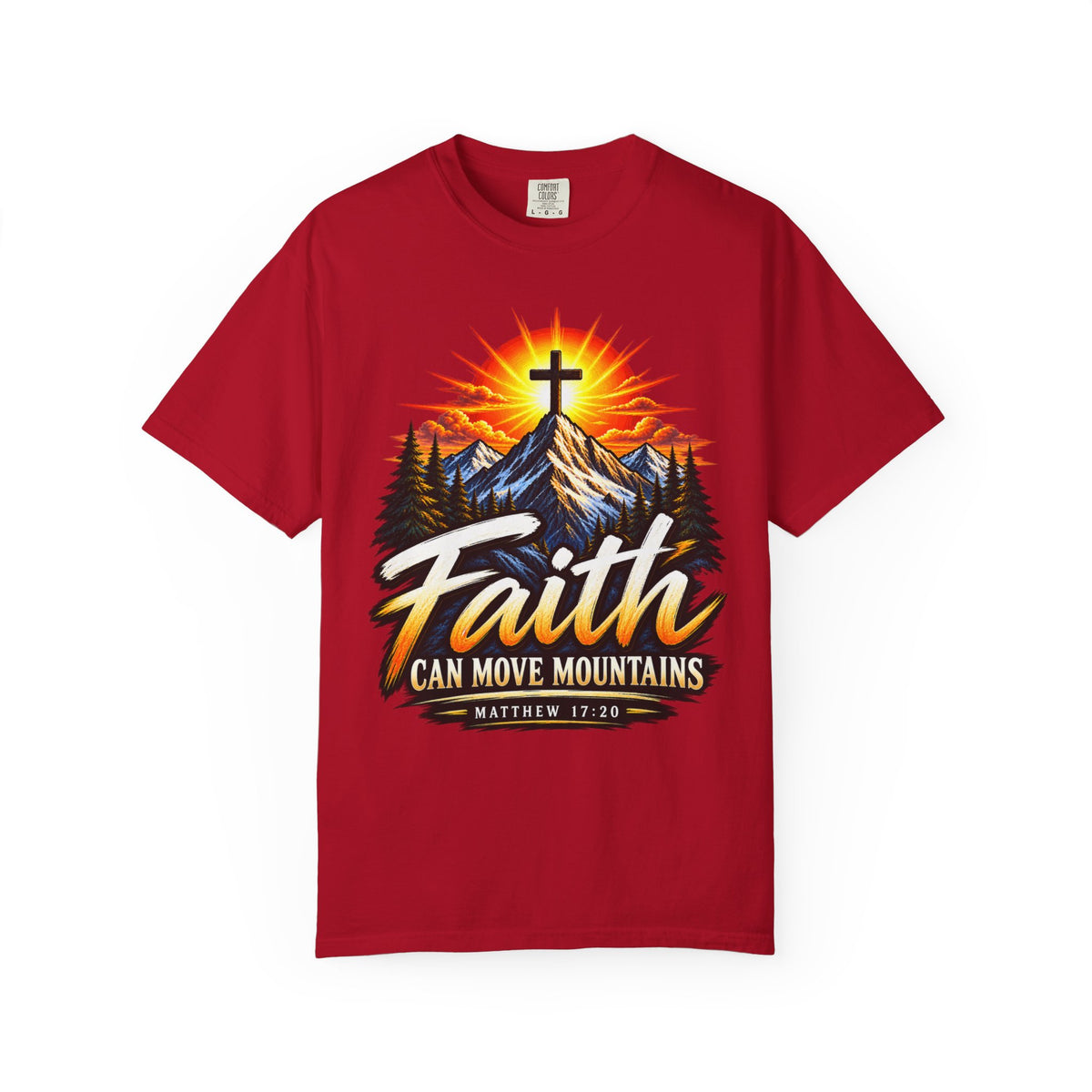 Faith Can Move Mountains T-Shirt | Christian Cross Mountain Graphic