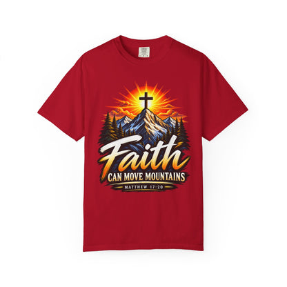Faith Can Move Mountains T-Shirt | Christian Cross Mountain Graphic