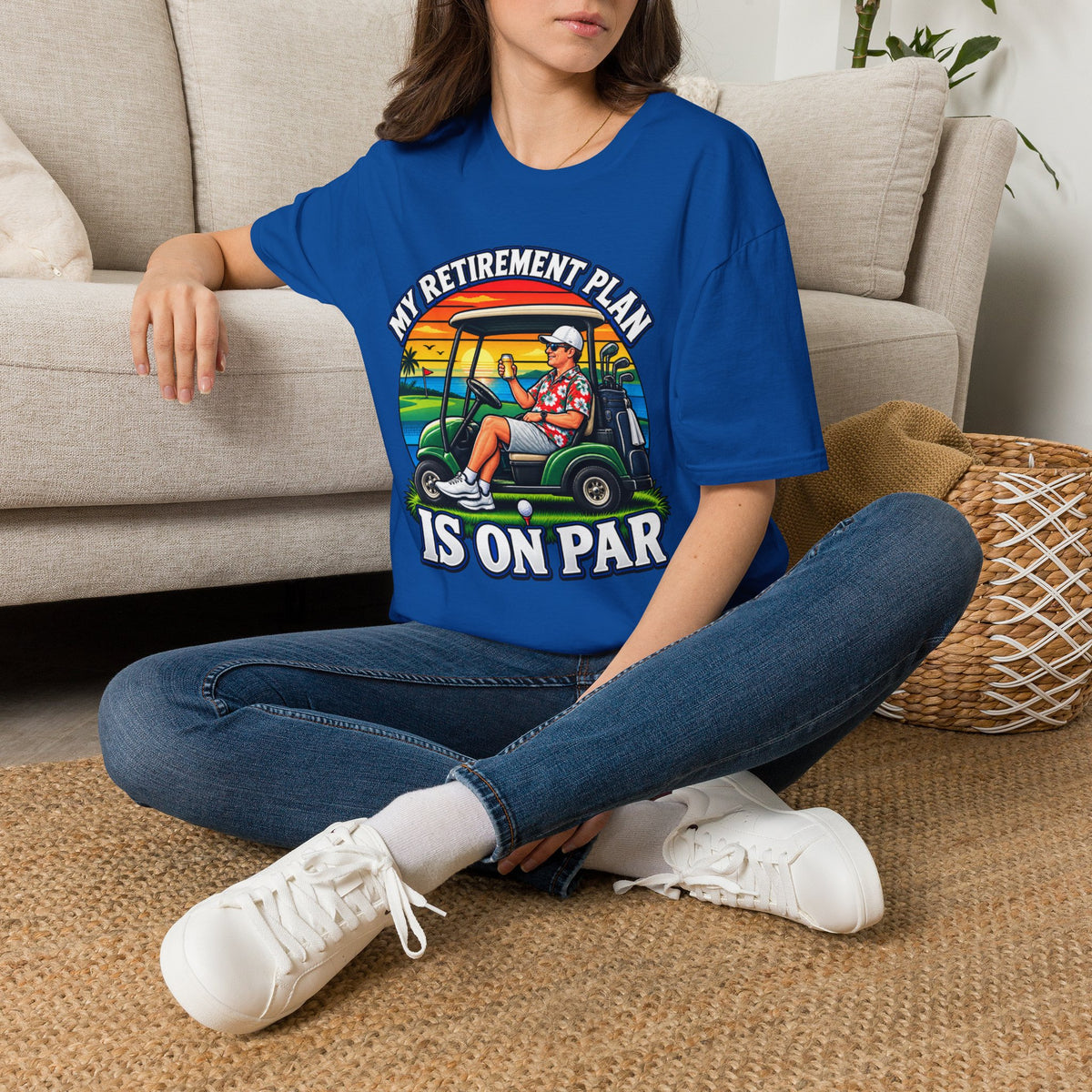 Retirement Golf T-Shirt — “My Retirement Plan Is On Par” Vintage Golf Cart Design
