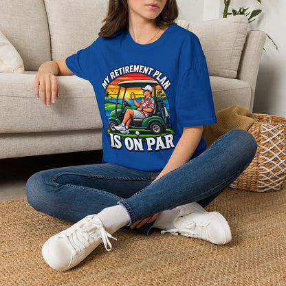 Retirement Golf T-Shirt — “My Retirement Plan Is On Par” Vintage Golf Cart Design