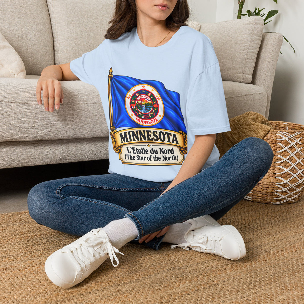 Minnesota Flag T-Shirt - 'Minnesota: L'Étoile du Nord / The Star of the North' Graphic Tee