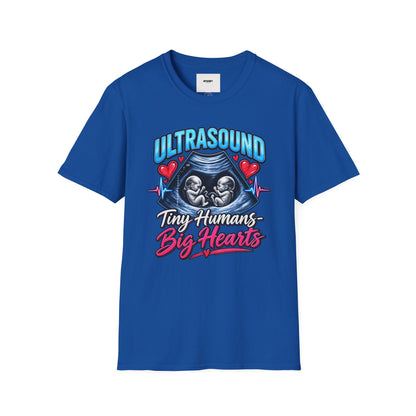 Ultrasound Twins T‑Shirt — Tiny Humans Big Hearts Pregnancy Tee