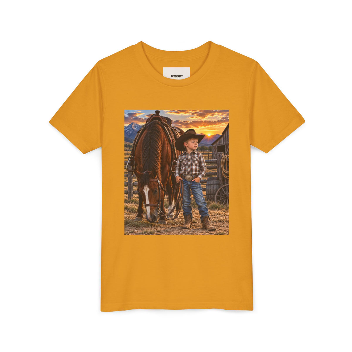 Youth Western Cowboy Tee — Little Cowboy & Horse Graphic Shirt