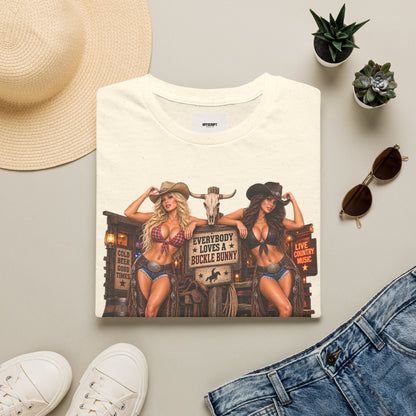 Cowgirl Pinup T-Shirt — "Bunny Tonk Women" Western Graphic Tee