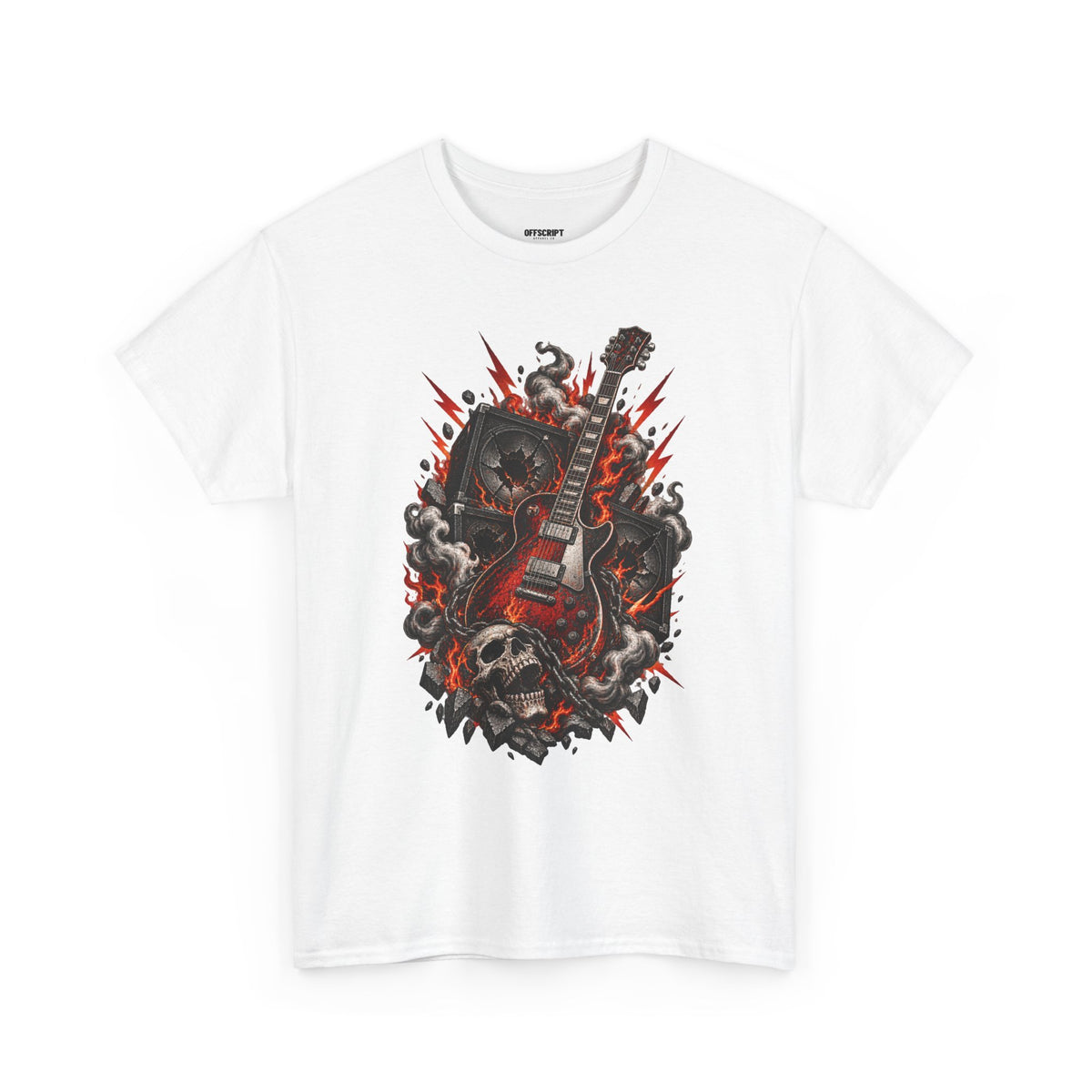 Electric Skull Guitar T‑Shirt — Rock & Metal Graphic Tee for Musicians and Fans