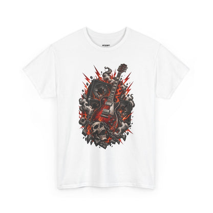 Electric Skull Guitar T‑Shirt — Rock & Metal Graphic Tee for Musicians and Fans