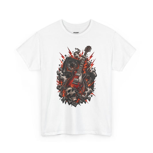 Electric Skull Guitar T‑Shirt — Rock & Metal Graphic Tee for Musicians and Fans