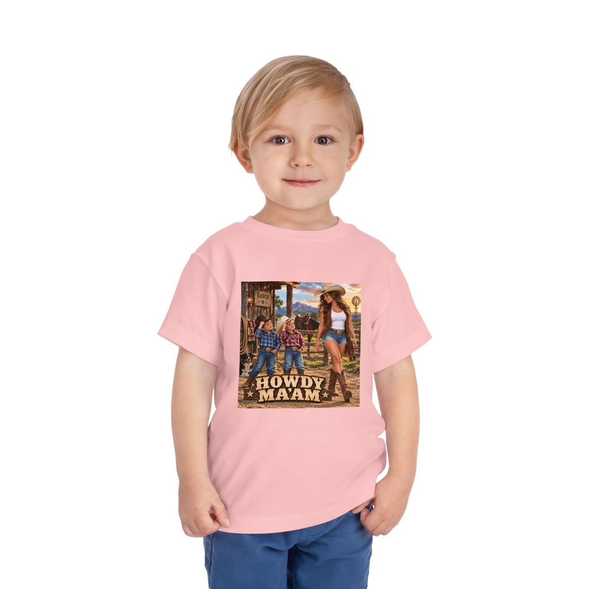 Toddler Tee — "Howdy Ma'am" Cowgirl Graphic Kids Shirt