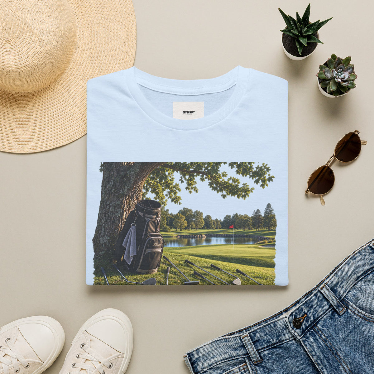 Golf Course Scene T‑Shirt — 'GOLF' Scenic Golfing Graphic Tee
