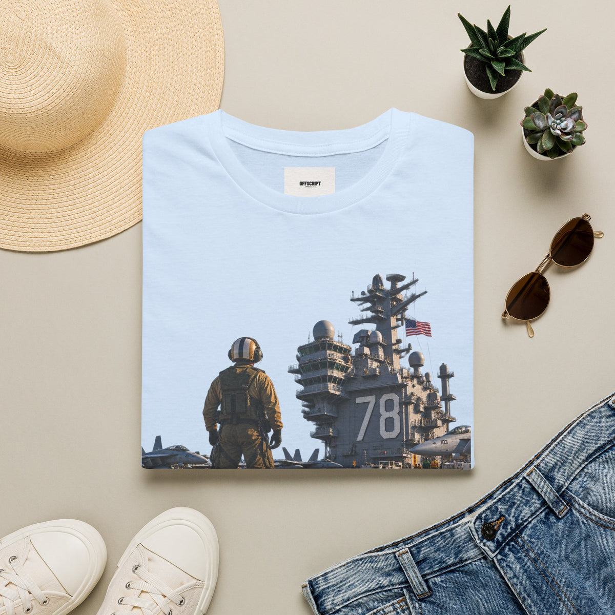 Aircraft Carrier Deck T‑Shirt – Navy Sailor & Carrier 78 Graphic